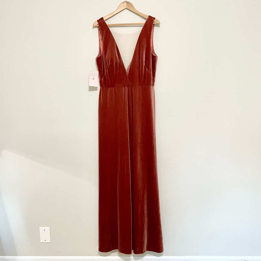 NWT BLHDN JENNY YOO COLLECTION Logan Velvet Gown in English Rose Size 16 - Picture 3 of 7